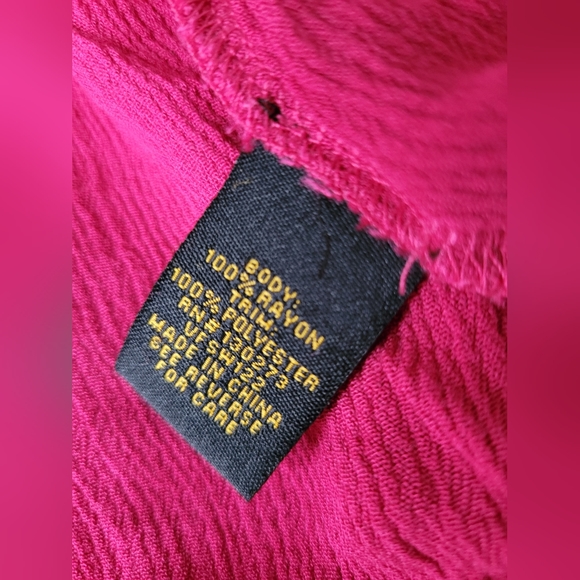 Lee Women's 100% Rayon Mesh Embriodered Boho Blouse Barbie Pink 1X - Picture 6 of 16